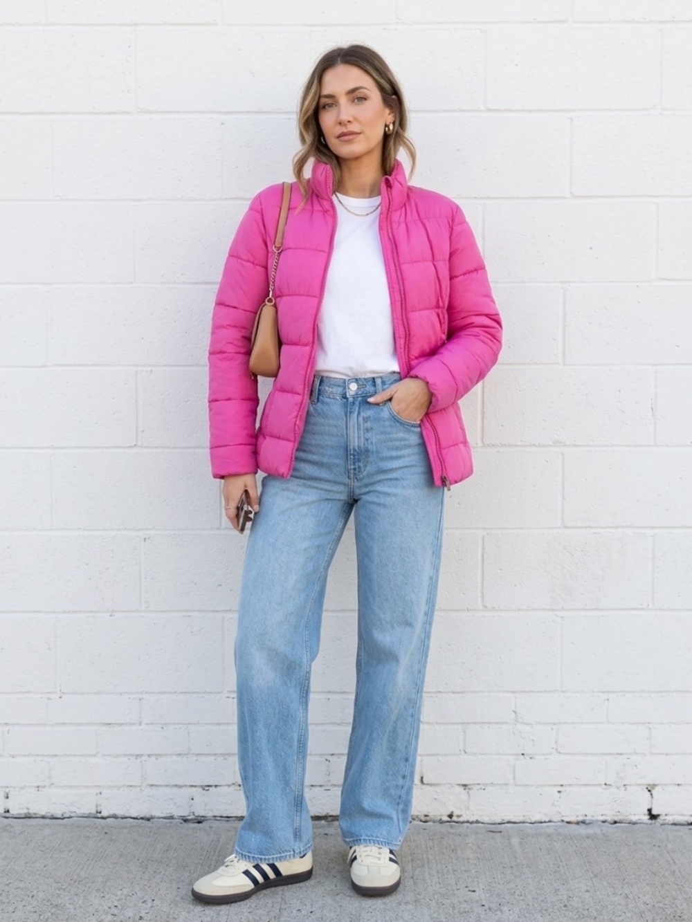 NWT Time & Tru Pink Quilted Puffer Jacket Coat Small Bubblegum Barbiecore